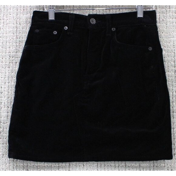 Rag & Bone Velvet Dive Mini Skirt Womens Size 24 Black Solid Casual Cotton - Picture 1 of 7